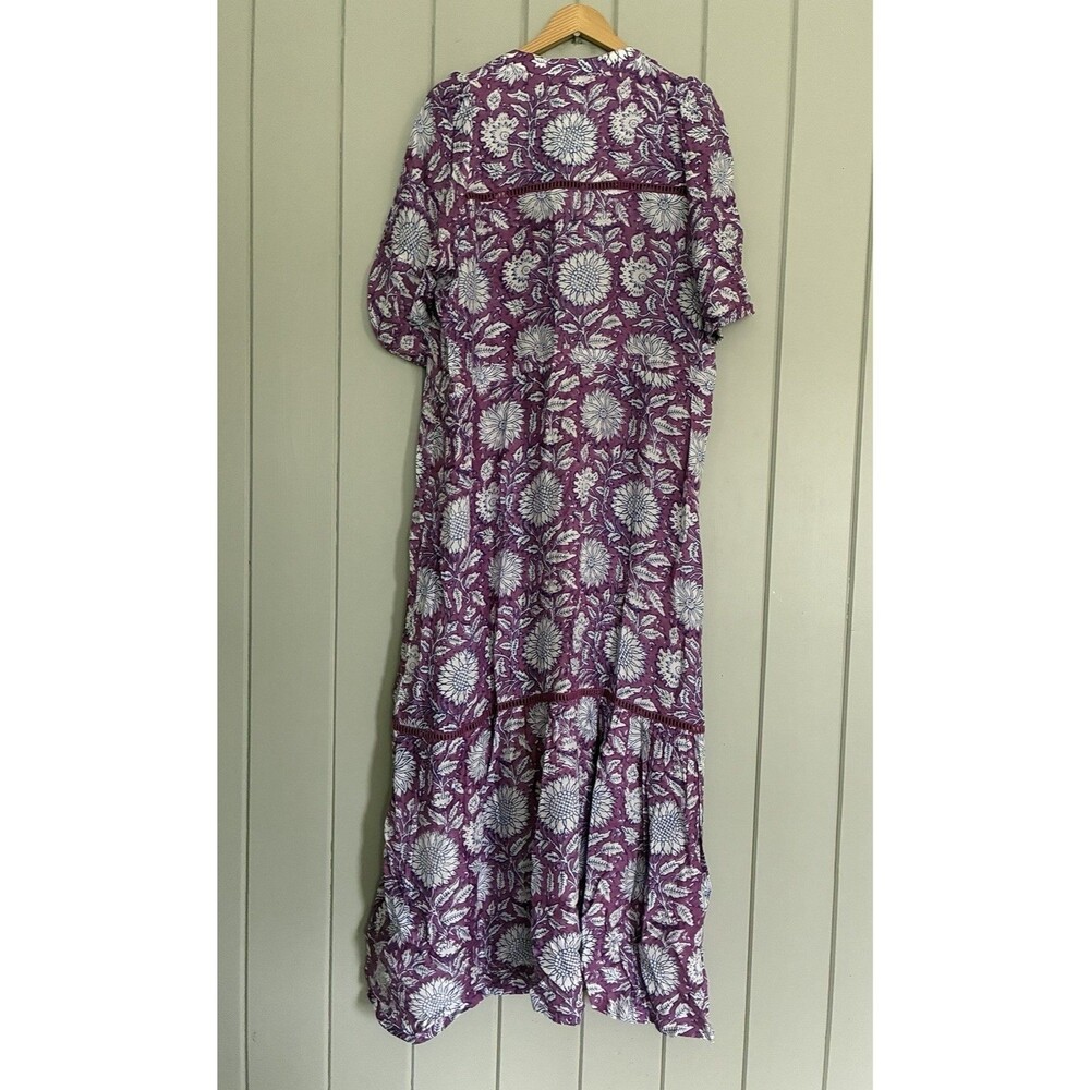 Emerson Fry Maxi Dress XL Lucy 4 Love Thomas Long Floral Purple Boho Button - Picture 6 of 8
